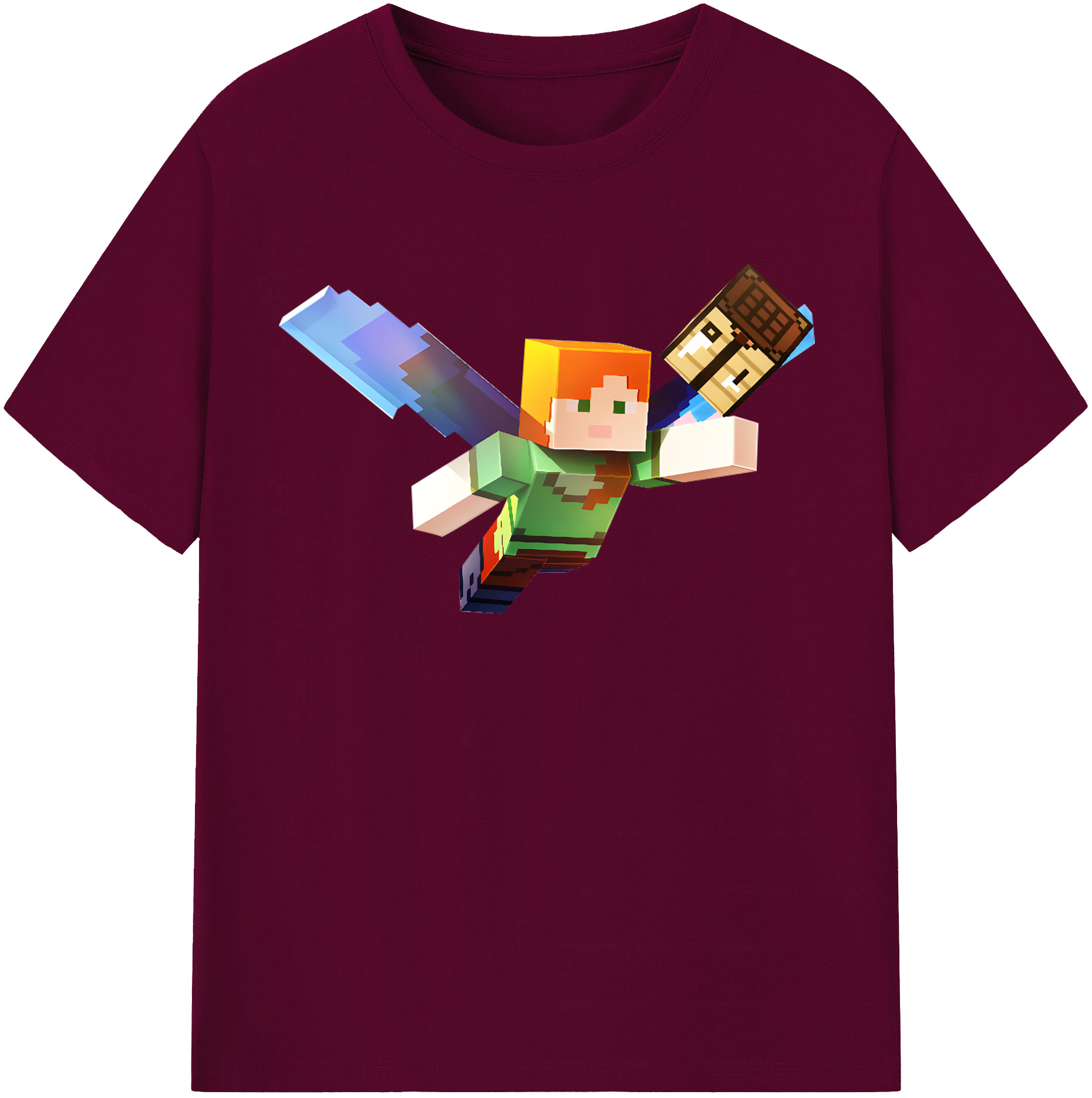 （画像用） マインクラフト ブロックの世界 Minecraft MC Block world レディースカジュアルプリントTシャツ（綿100％）